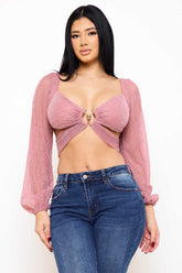 Symphony Top - Bodre Metallic Butterfly Crop Top