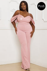 Symphony Jumpsuit - Sequin Off The Shoulder Plus Size Jumpsuit