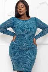 Symphony Dress - Rhinestone Front And Back Plus Size Night Out Midi Dress