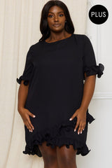 Symphony Dress - Ruffle Detailed Plus Size Night Out Mini Dress