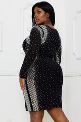 Symphony Dress - Square And Rhinestone Mesh Mini Dress