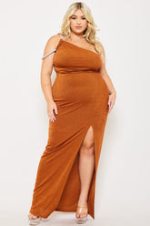 Symphony Dress - Glitter One Shoulder Plus Size Maxi Dress