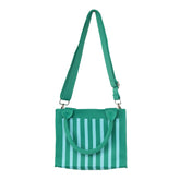 Aqua and Green Striped Structured Mini Tote