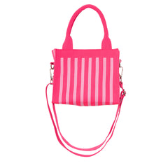 Hot Pink Striped Structured Mini Tote