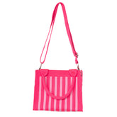Hot Pink Striped Structured Mini Tote