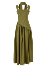 Burgundy Ruched Waist Maxi Dress with Scarf