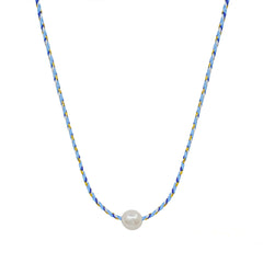 Pearl Rope Necklace in Blue