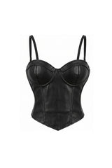 Black Faux Leather Corset Top