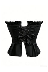 Black Satin Strapless Corset Top