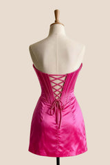 Appliques Neck Blue Satin Short Dress