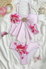Black Print Straps Two-Piece Bikini Set