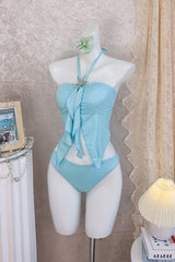 Blue Halter Two-Piece Bikini Set
