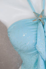 Blue Halter Two-Piece Bikini Set