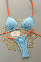 Blue Backless Two-Piece Bikini
