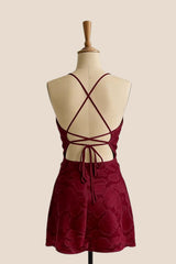 Burgundy Lace A-line Short Homecoming Dress