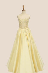 Appliques Royal Blue A-line Satin Prom Dress