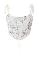 Blue Shoulder Tie Corset Top