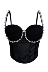 Apricot Pearl Rhinestone Corset Top