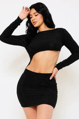 Symphony Dress - Rhinestone Cutout Waist Mini Dress
