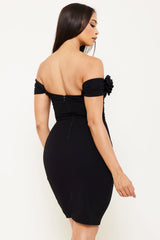 Symphony Dress - Applique Flower Off The Shoulder Mini Dress