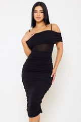 Symphony Dress - Glitter Open Shoulder Midi Dress