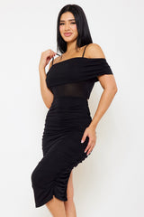 Glitter Open Shoulder Midi Dress