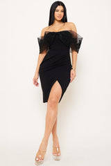 Symphony Dress - Embroidered Lace Applique Flower Mesh Midi Dress