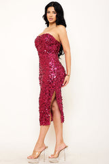 Sequin Tube Top Midi Dress