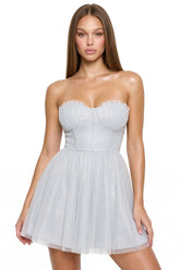 Symphony Dress - Glitter Mesh Pleated Mini Dress