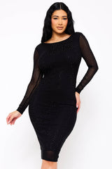 Symphony Dress - Translucent Rhinestone Midi Dress