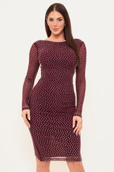 Translucent Rhinestone Midi Dress