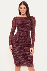 Translucent Rhinestone Midi Dress