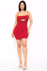 Rhinestone On Power Mesh Draped Front Mini Dress