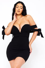 Symphony Dress - Off The Shoulder Bow Shoulder Mini Dress
