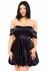 Symphony Dress - Satin Off The Shoulder Mini Dress