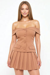 Woven Off The Shoulder Mini Dress