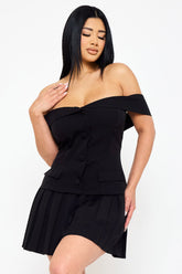 Symphony Dress - Woven Off The Shoulder Mini Dress