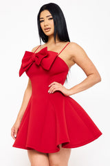 Symphony Dress - Super Techno Bow Front Mini Dress