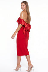 Bow Detail Off The Shoulder Midi Dress