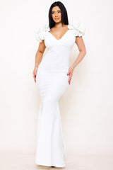Symphony Dress - Glittered Ruffle Sleeve Maxi Dress
