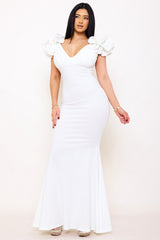 Symphony Dress - Glittered Ruffle Sleeve Maxi Dress