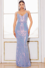 Symphony Dress - Floral Patterned Seqin Mesh Mermaid Maxi Dress