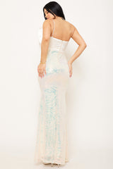 Symphony Dress - Satin With Patterned Sequin Body Maxi Dress