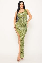 Symphony Dress - Sequin One Shoulder Maxi Dress
