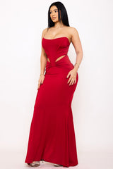 Satin Bustier Top Maxi Dress