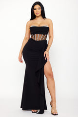 Rhinestone Bust With Crezia Maxi Dress