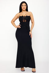 Floral Embroidered Applique Top Maxi Dress