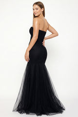Overlay Mesh Mermaid Maxi Dress