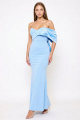 Symphony Dress - Crezia Fabric With Satin Large Bow Detail Maxi Dress