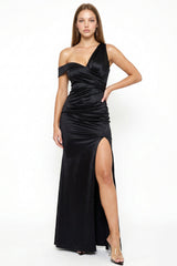 Symphony Dress - Satin One Shoulder Maxi Dress